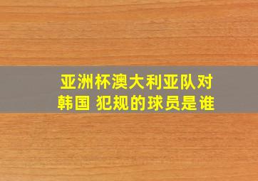 亚洲杯澳大利亚队对韩国 犯规的球员是谁